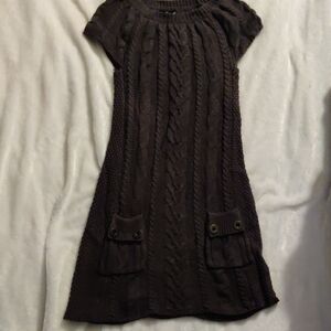 Style & Co Gray Short Sleeved Sweater Dress